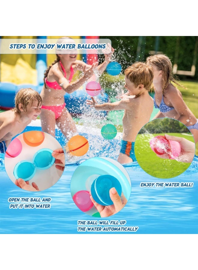 Water Balloons Reusable 25 PCS Soft Silicone Water Splash Ball for Kids School Self-Sealing Refillable Water Ballfor Kids Adults Fun Water Fight Game Summer Swimming Pool Party Supplies - Image 2